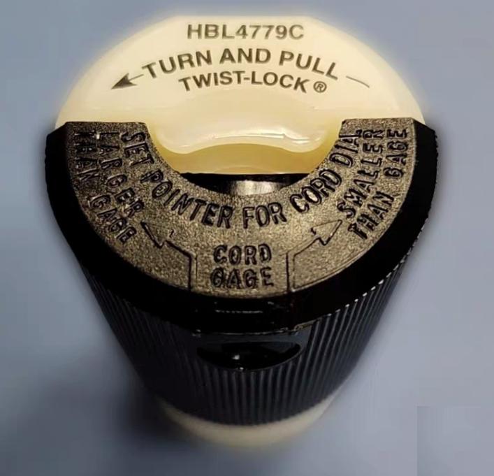 HUBBELL HBL4779C Locking Devices Twist-Lock® Industrial Female Connector Body 15A 277V AC 2-Pole 3-Wire Grounding L7-15R Screw Terminal Black and White