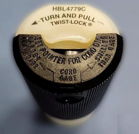 HUBBELL HBL4779C Locking Devices Twist-Lock® Industrial Female Connector Body 15A 277V AC 2-Pole 3-Wire Grounding L7-15R Screw Terminal Black and White