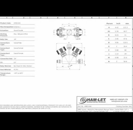 Ham-Let UCV HMB1-4VKLRLR-GM4GF4GF4 Ultra Clean Diaphragm Valve 5