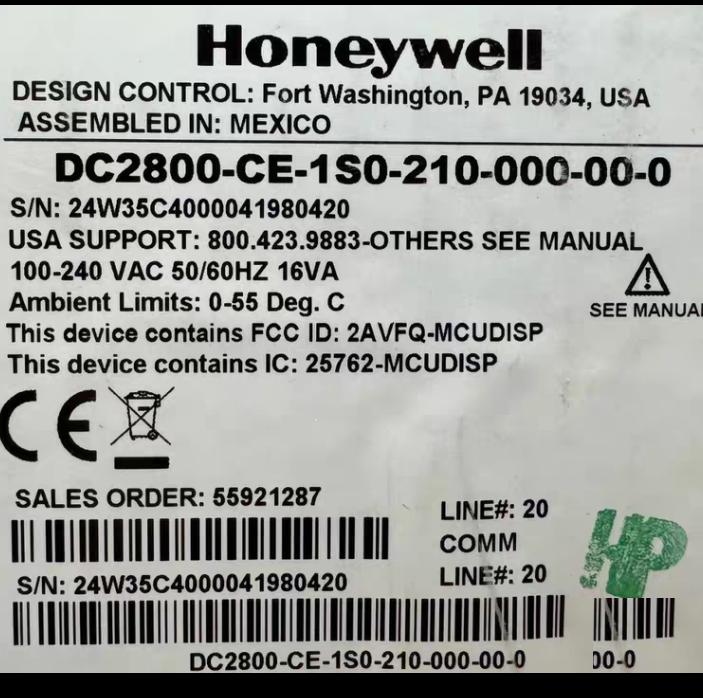 Honeywell DC2800-CE-1S0-210-000-00-0