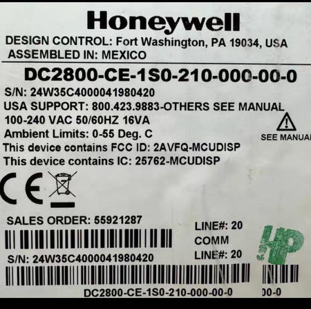 Honeywell DC2800-CE-1S0-210-000-00-0