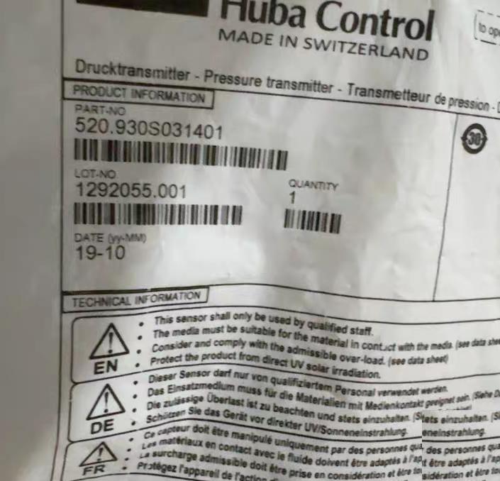 Huba Control 520 930S031401 0-10bar 4-20mA 24V DC -40℃ 135℃ -30℃ 85℃