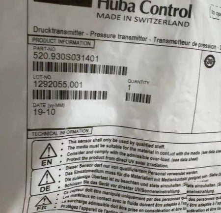 Huba Control 520 930S031401 0-10bar 4-20mA 24V DC -40℃ 135℃ -30℃ 85℃