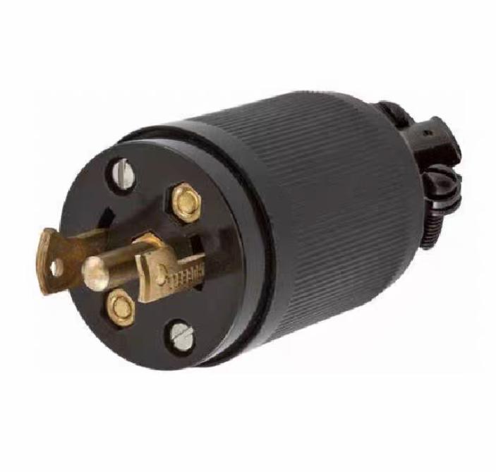 Hubbell 7485 Locking Plug Std 15 A ML-3P Black 7