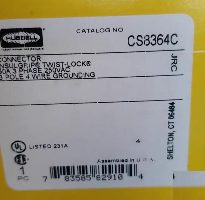 Hubbell CS8364C 50A 250VAC 1562 1 13 0 97 1340RMB 9