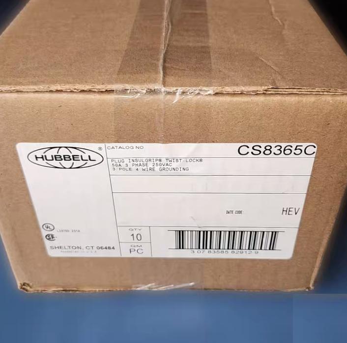 Hubbell CS8365C 50A 250VAC 10 Brand Hubbell Wiring Device-KellemsCatalog ID CS8365CLocking Devices Twist-Lock® Industrial Male Plug 50A 3-Phase Delta 250V AC 3-Pole 4-Wire Grounding Non- NEMA Screw Terminal Black and White