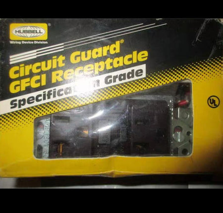 Hubbell GF5362 GFSG5362 Circuit Guard®GFCl Receptacle Specification Grade 20A Feed-Thru Class A Trip Level 2 Pole 3 Wire Grounding20A 120V AC 60Hz NEMA 5-20R Brown Plastic Stainless Steel Wallplates and Wire Nuts Included 9