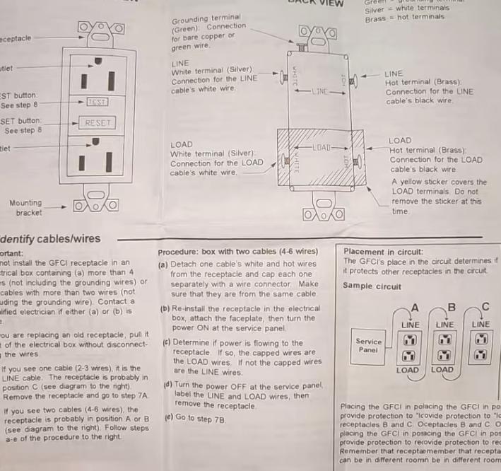 Hubbell GF5362 GFSG5362 Circuit Guard®GFCl Receptacle Specification Grade 20A Feed-Thru Class A Trip Level 2 Pole 3 Wire Grounding20A 120V AC 60Hz NEMA 5-20R Brown Plastic Stainless Steel Wallplates and Wire Nuts Included 9