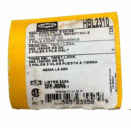 Hubbell HBL2310 Twist-Lock Receptacle 20A 125V 2-P 3-W NEMA L5-20R 120