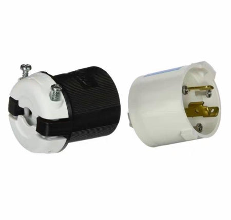 Hubbell HBL2321S 6 Brand Hubbell Wiring Device-KellemsCatalog ID HBL2321SLocking Devices Twist-Lock® Industrial Safety-Shroud® Male Plug 20A 250V 2-Pole 3-Wire Grounding NEMA L6-20P Screw Terminal Black and White nylon body White PBT Shroud