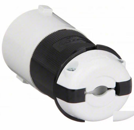 Hubbell HBL2321S 6 Brand Hubbell Wiring Device-KellemsCatalog ID HBL2321SLocking Devices Twist-Lock® Industrial Safety-Shroud® Male Plug 20A 250V 2-Pole 3-Wire Grounding NEMA L6-20P Screw Terminal Black and White nylon body White PBT Shroud