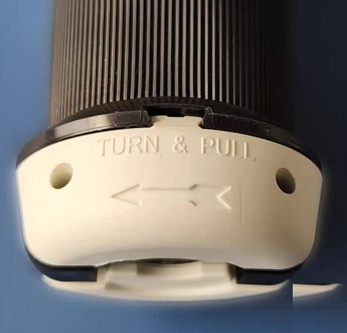 Hubbell HBL2321S 6 Brand Hubbell Wiring Device-KellemsCatalog ID HBL2321SLocking Devices Twist-Lock® Industrial Safety-Shroud® Male Plug 20A 250V 2-Pole 3-Wire Grounding NEMA L6-20P Screw Terminal Black and White nylon body White PBT Shroud