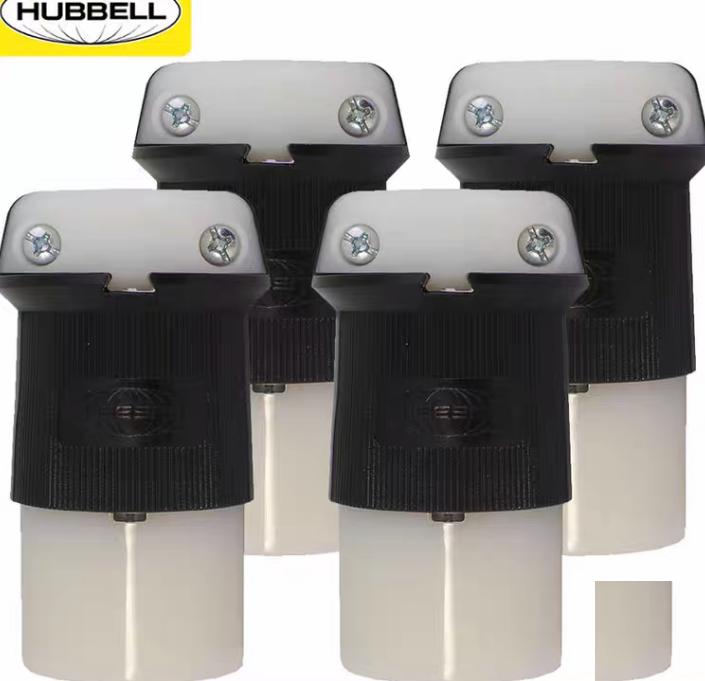 Hubbell HBL2323 L6-20R Locking Connector L6-20R 20 A 250V AC 2 Poles Black White Screw Terminals L6-20 40