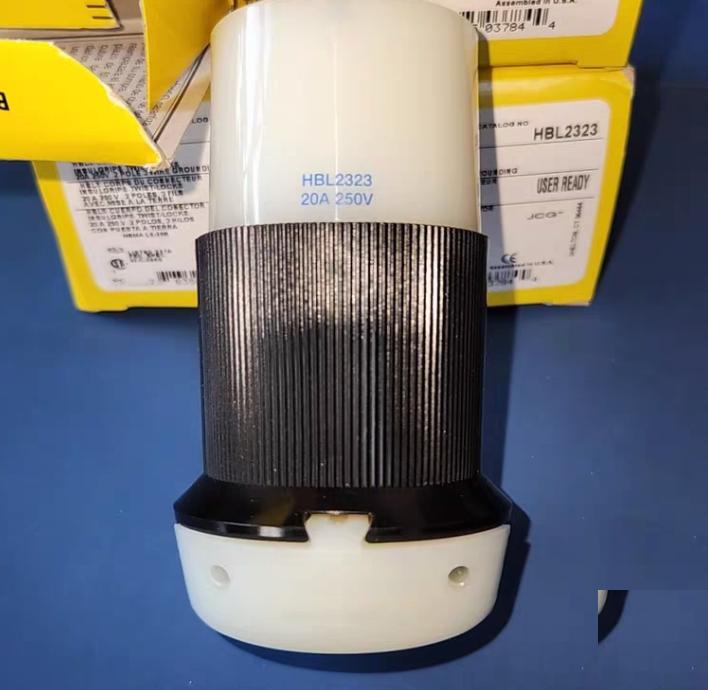 Hubbell HBL2323 L6-20R Locking Connector L6-20R 20 A 250V AC 2 Poles Black White Screw Terminals L6-20 40