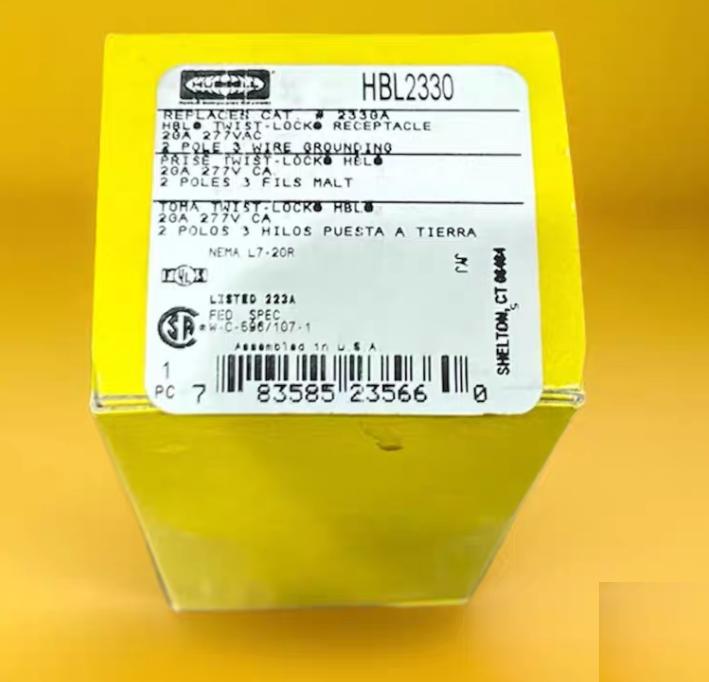 Hubbell HBL2330 Twist-Lock Receptacle NEMA L7-20R 20A 277VAC 2P 3W8 10