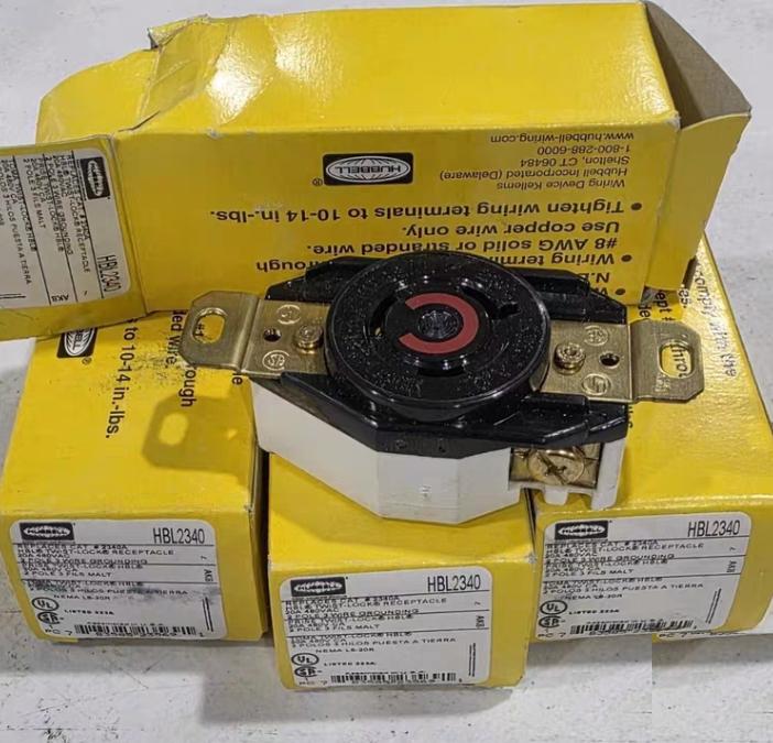 Hubbell HBL2340 8 12 Locking Receptacle L8-20R 20 A 480V AC Black 2 Poles Screw Terminals