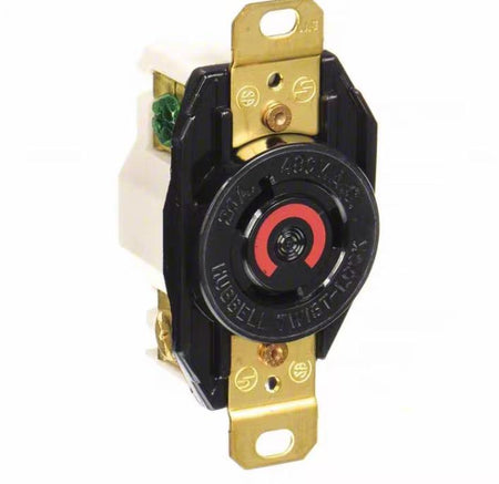 Hubbell HBL2340 8 12 Locking Receptacle L8-20R 20 A 480V AC Black 2 Poles Screw Terminals