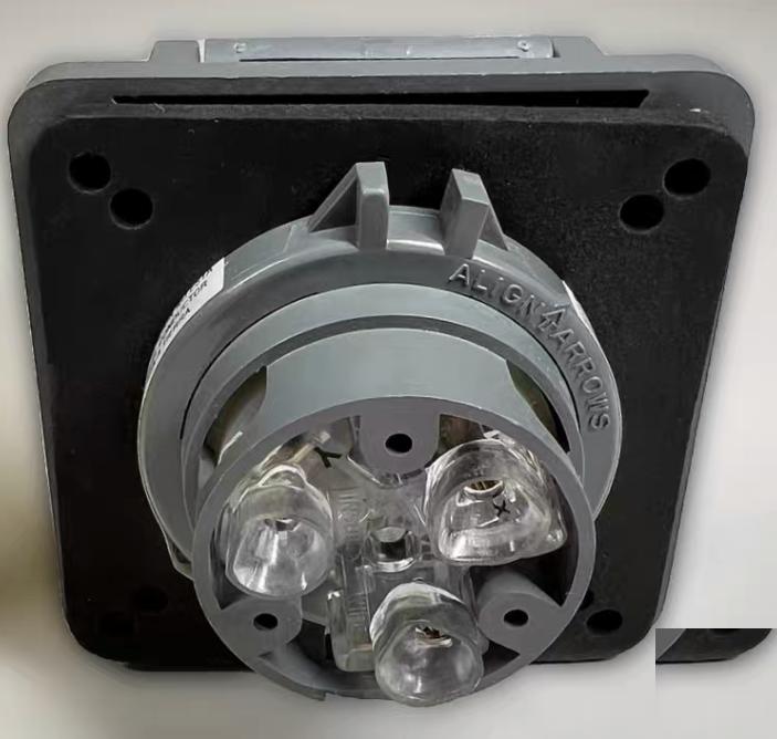 Hubbell HBL2620SW 8 10 Locking Devices Twist-Lock® Watertight Safety-Shroud® Receptacle 30A 250V AC 2-Pole 3-Wire Grounding NEMA L6-30R Screw Terminal PBT housing and flange Gray