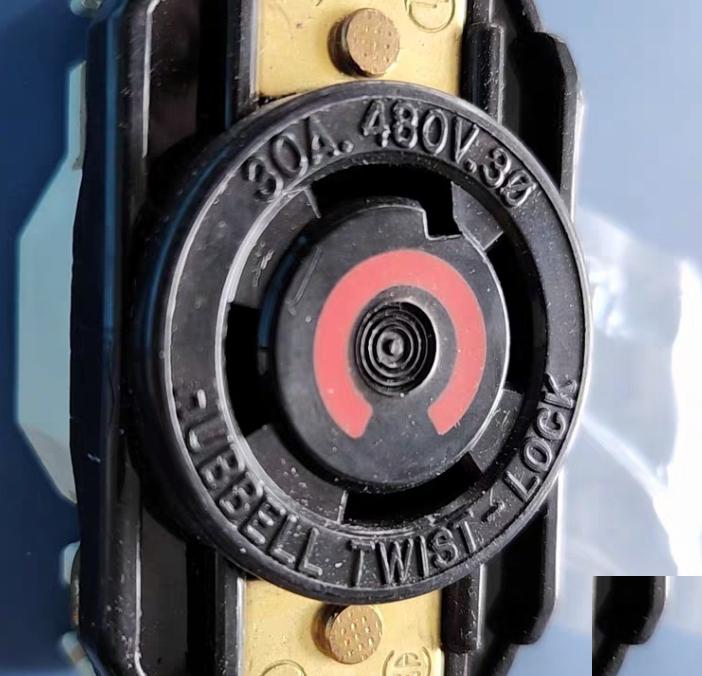 Hubbell HBL2730 Locking Devices Twist-Lock® Industrial Flush Receptacle 30A 3-Phase Delta 480V AC 3-Pole 4-Wire Grounding L16-30R Screw Terminal Black 6