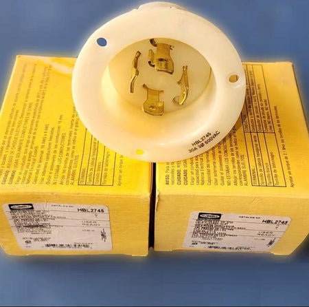 Hubbell HBL2741 HBL2743 HBL274530A 3Φ 600VAC HBL2741 Locking Devices Twist-Lock® Industrial Male Plug 30A 3-Phase 600V AC 3-Pole 4-Wire Grounding L17-30P Screw Terminal Black and White