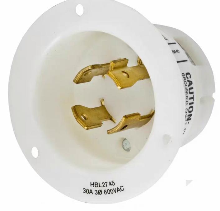 Hubbell HBL2741 HBL2743 HBL274530A 3Φ 600VAC HBL2741 Locking Devices Twist-Lock® Industrial Male Plug 30A 3-Phase 600V AC 3-Pole 4-Wire Grounding L17-30P Screw Terminal Black and White