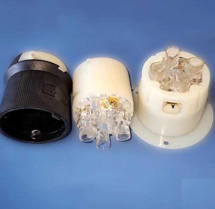 Hubbell HBL2743 HBL2745 30A 3-Phase Delta 600V AC 3-Pole 4-Wire Grounding L17-30R FLANGE INLET