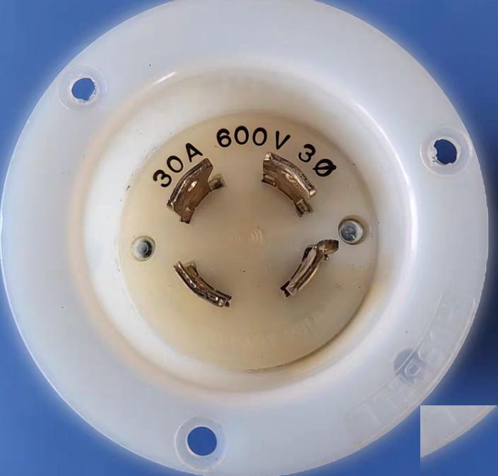 Hubbell HBL2743 HBL2745 30A 3-Phase Delta 600V AC 3-Pole 4-Wire Grounding L17-30R FLANGE INLET