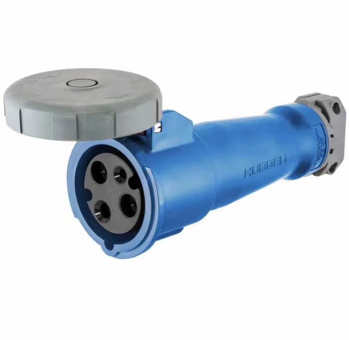 Hubbell HBL360C6W Wiring Device-Kellems 8 10 Heavy Duty Products IEC Pin and Sleeve Devices Industrial Grade Female Connector Body 60A 250V AC 2-Pole 3-Wire Grounding Terminal Screws Blue Watertight