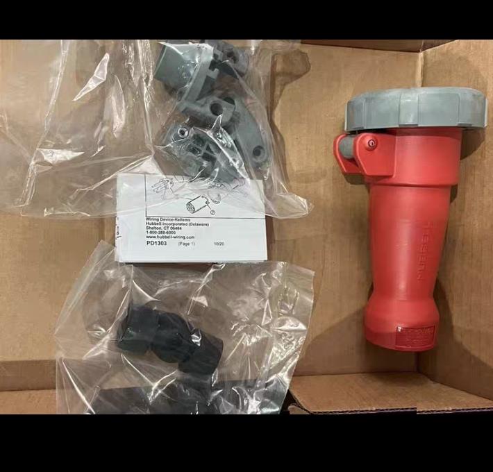 Hubbell HBL420C7W Wiring Device-Kellems 8 10 Heavy Duty Products IEC Pin and Sleeve Devices Industrial Grade Female Connector Body 20A 3-Phase Delta 480V AC 3-Pole 4-Wire Grounding Terminal Screws Red Watertight