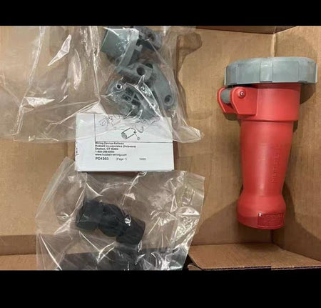 Hubbell HBL420C7W Wiring Device-Kellems 8 10 Heavy Duty Products IEC Pin and Sleeve Devices Industrial Grade Female Connector Body 20A 3-Phase Delta 480V AC 3-Pole 4-Wire Grounding Terminal Screws Red Watertight