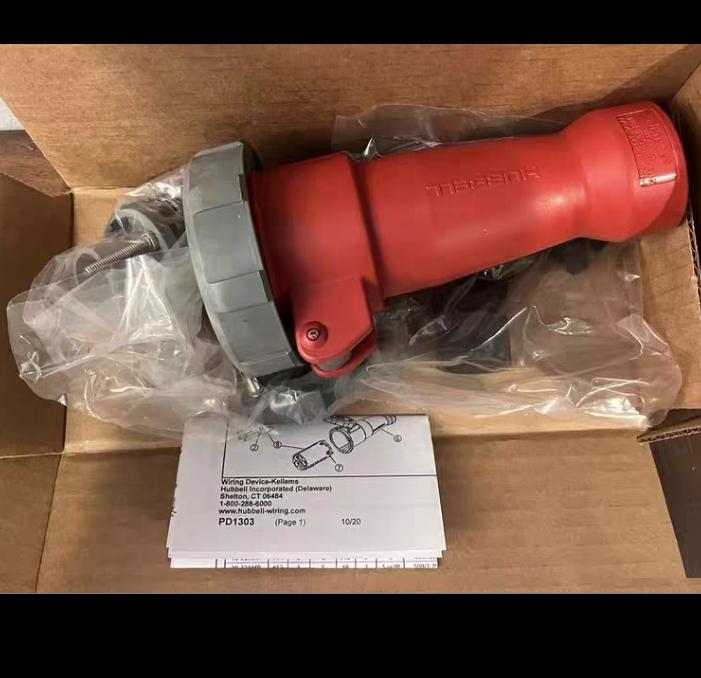 Hubbell HBL420C7W Wiring Device-Kellems 8 10 Heavy Duty Products IEC Pin and Sleeve Devices Industrial Grade Female Connector Body 20A 3-Phase Delta 480V AC 3-Pole 4-Wire Grounding Terminal Screws Red Watertight