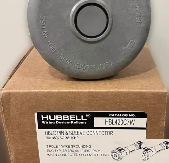 Hubbell HBL420C7W Wiring Device-Kellems 8 10 Heavy Duty Products IEC Pin and Sleeve Devices Industrial Grade Female Connector Body 20A 3-Phase Delta 480V AC 3-Pole 4-Wire Grounding Terminal Screws Red Watertight