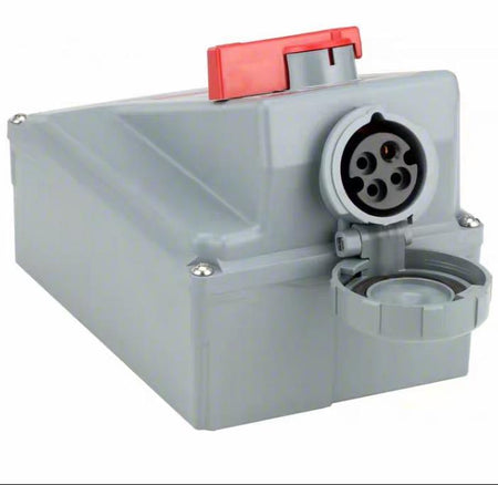Hubbell HBL420MI7W 8 12 Heavy Duty Products IEC Pin and Sleeve Devices Industrial Grade Female Mechanically Interlocked Receptacle 20A 3-Phase Delta 480V AC 3-Pole 4-Wire Grounding Terminal Screws