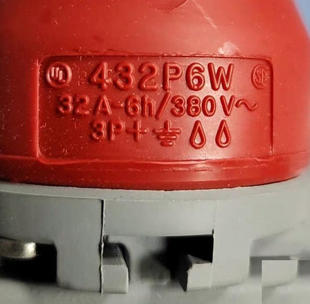 Hubbell HBL432P6W Heavy Duty Products IEC Pin and Sleeve Devices Industrial Grade Male Plug 32A 380 415V 3-Pole 4-Wire Grounding Terminal Screws Red Watertight 6