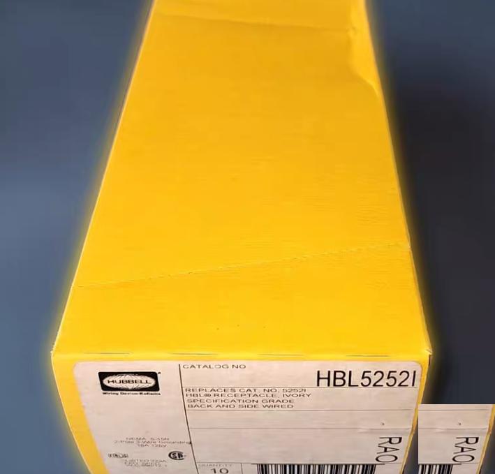 Hubbell HBL5252I 131 Brand Hubbell Wiring Device-KellemsCatalog ID HBL5252IHubbell Wiring Device Kellems Straight Blade Devices Receptacles Duplex Industrial Grade 2-Pole 3-Wire Grounding 15A 125V 5-15R Ivory Single Pack
