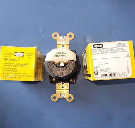 Hubbell HBL5261 9 Straight Blade Devices Receptacles Single Industrial Grade 2-Pole 3-Wire Grounding 15A 125V 5-15R Brown Single Pack HBL5266C