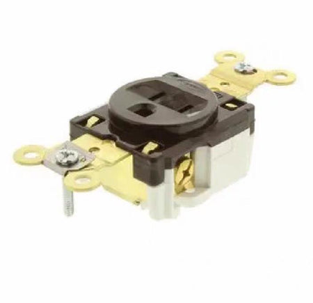 Hubbell HBL5261 9 Straight Blade Devices Receptacles Single Industrial Grade 2-Pole 3-Wire Grounding 15A 125V 5-15R Brown Single Pack HBL5266C