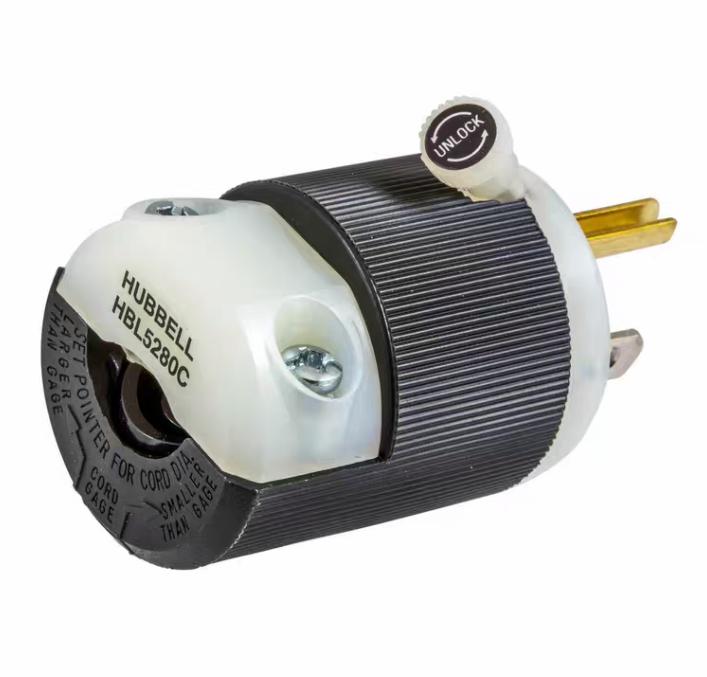 Hubbell HBL5280C Straight Blade Device Male Plug Insulgrip Heavy Duty4 6