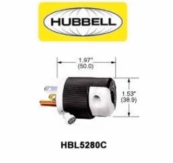 Hubbell HBL5280C Straight Blade Device Male Plug Insulgrip Heavy Duty4 6