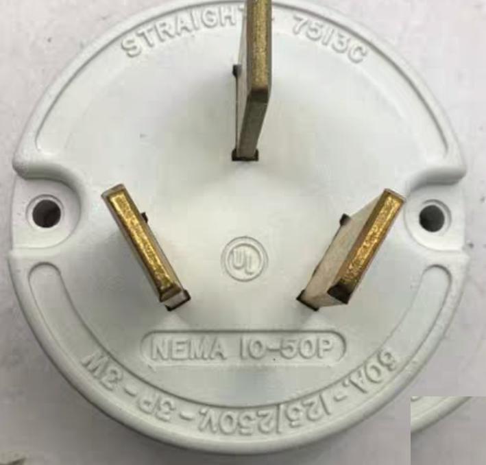 Hubbell HBL7513C 8 10 Straight Blade Devices Male Plug Heavy Duty Industrial CommercialGrade Straight 3-Pole 3-Wire Non Grounding 50A 125 250V 10-50P Black Single Pack