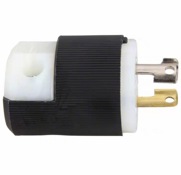 Hubbell HBL7545C 15A 125V 187 HBL7540 3 Locking Devices Midget Twist-Lock® Industrial Male Plug 15A 125V 2-Pole 2-Wire Non Grounding L1-15P Screw Terminal Black and White