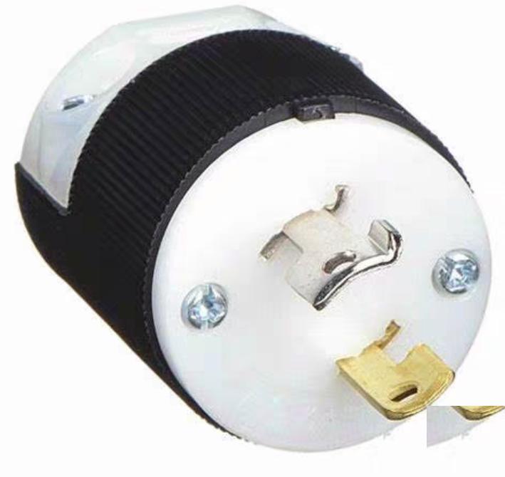 Hubbell HBL7545C 15A 125V 187 HBL7540 3 Locking Devices Midget Twist-Lock® Industrial Male Plug 15A 125V 2-Pole 2-Wire Non Grounding L1-15P Screw Terminal Black and White