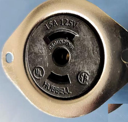 Hubbell HBL7596 Locking Devices Midget Twist-Lock® Industrial Flanged Receptacle 15A 125V AC NEMA ML- 2R Screw Terminal Stainless Steel Flange 5