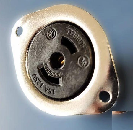 Hubbell HBL7596 Locking Devices Midget Twist-Lock® Industrial Flanged Receptacle 15A 125V AC NEMA ML- 2R Screw Terminal Stainless Steel Flange 5