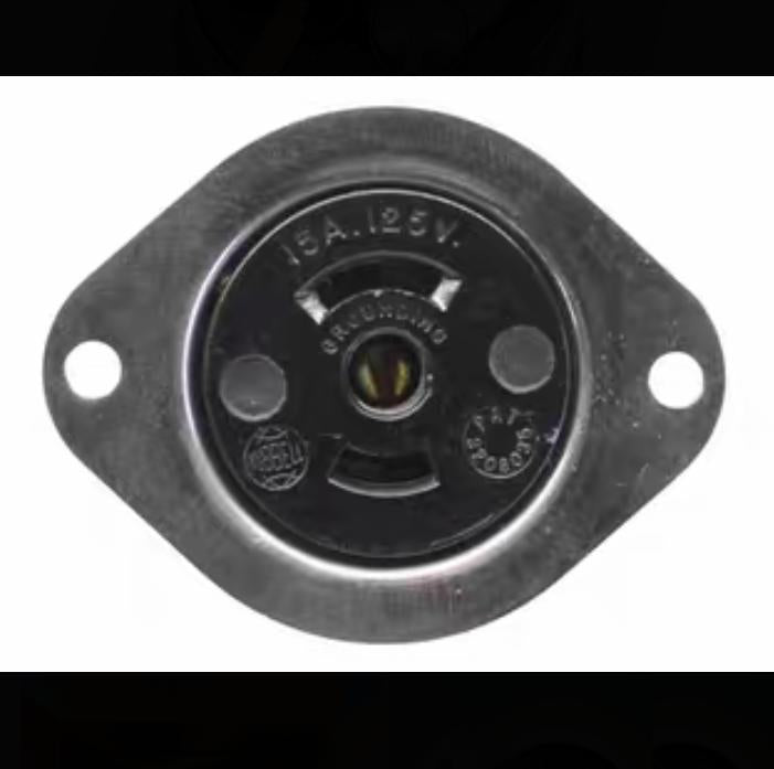 Hubbell HBL7596 Locking Devices Midget Twist-Lock® Industrial Flanged Receptacle 15A 125V AC NEMA ML- 2R Screw Terminal Stainless Steel Flange 5