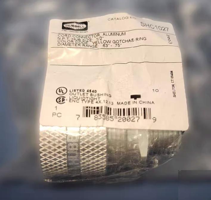 Hubbell SHC1027 Hubbell SHC1027 Kellems Wire Management Cord Connectors Straight Male Aluminum 1 2 Hub 0 50-0 63 Diameter
