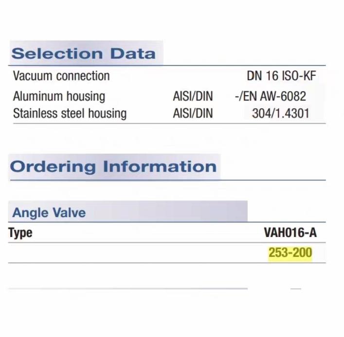 Inficon 253-200 VAH016-A inficon Manual Angle Valve 2