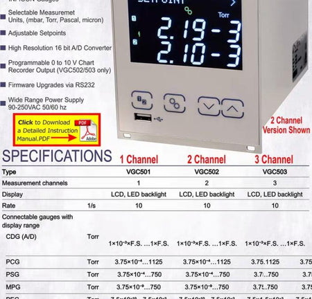 Inficon 398-483 VGC503 Triple Channel Vacuum Pressure Gauge Controller