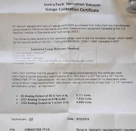 InstruTech IGM402YBX-TF1A THERMO Fisher SCIENTIFIC 00105-01-00001 1015 7711000 11000 1 01 0 98 10673RMB 4 1000