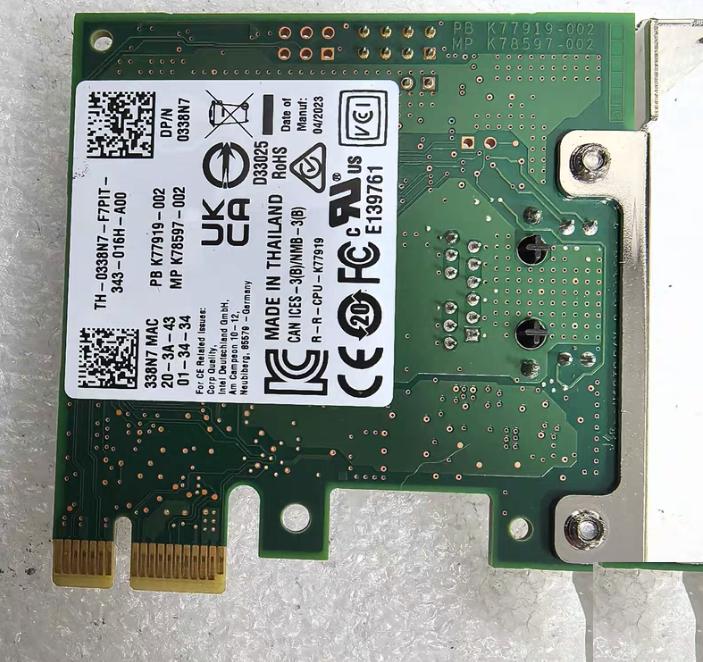 Intel I225-T1 2 5Gb Pcie x1 PXE DELL 0JJF4X 1G 2 5G